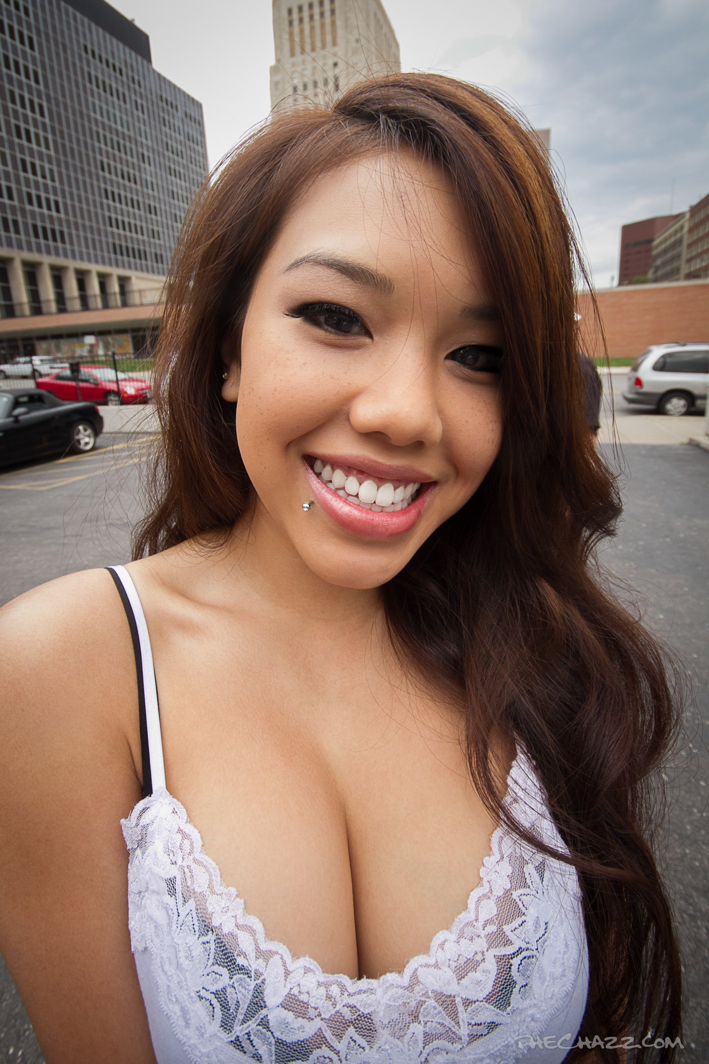 Asian babe first white dick